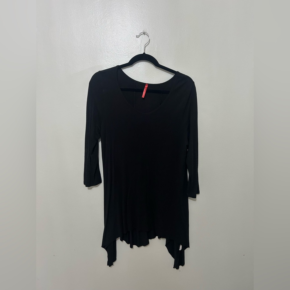 PAOLINO | Chic Black Asymmetrical Tunic, Size Medium